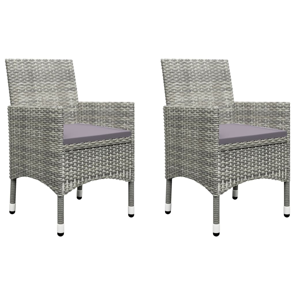 Set Bistrot Giardino 3 pz Polyrattan e Vetro Temperato Grigio cod mxl 37923