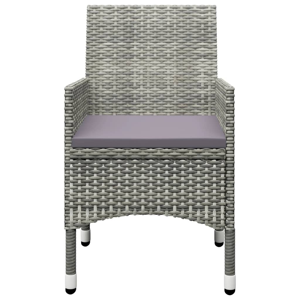 Set Bistrot Giardino 3 pz Polyrattan e Vetro Temperato Grigio cod mxl 37923