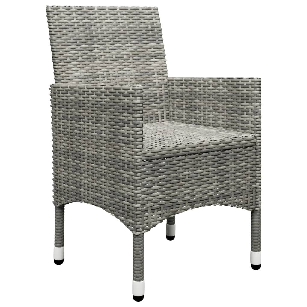 Set Bistrot Giardino 3 pz Polyrattan e Vetro Temperato Grigio cod mxl 37923