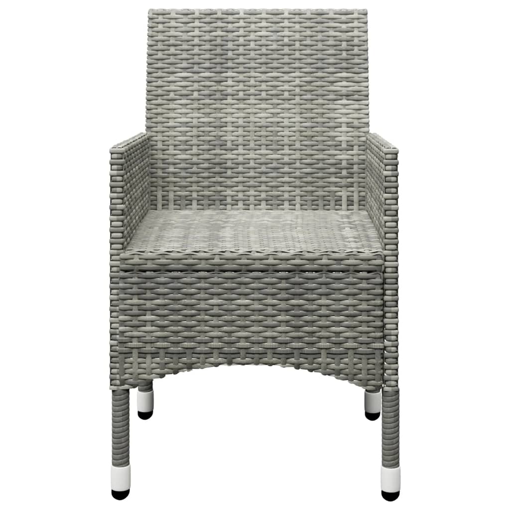 Set Bistrot Giardino 3 pz Polyrattan e Vetro Temperato Grigio cod mxl 37923