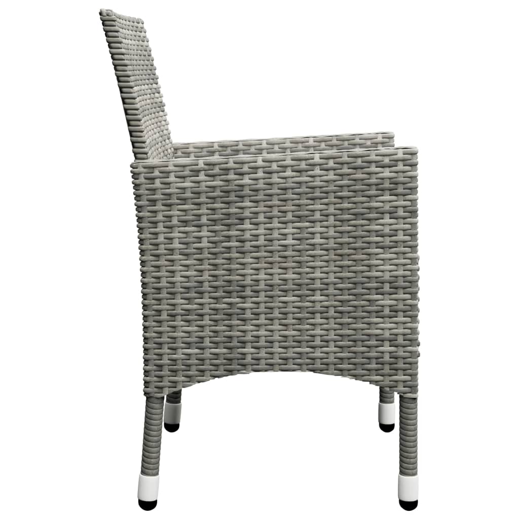 Set Bistrot Giardino 3 pz Polyrattan e Vetro Temperato Grigio cod mxl 37923