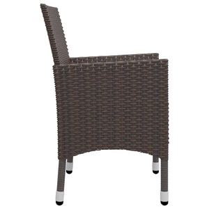 Set Bistrot Giardino 3 pz Polyrattan e Vetro Temperato Marrone cod mxl 37925