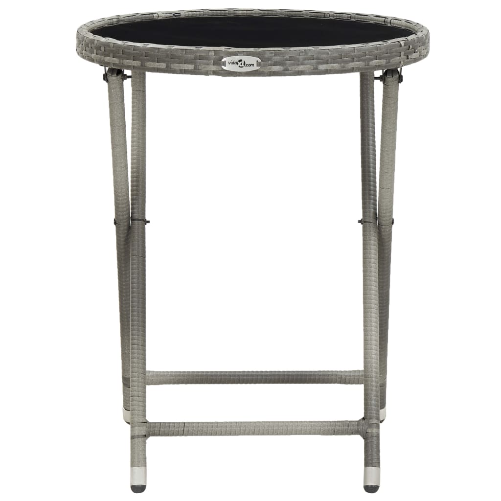 Set Bistrot Giardino 3 pz Polyrattan e Vetro Temperato Grigio cod mxl 41739