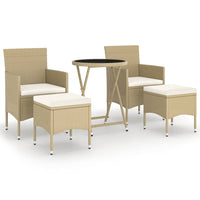 Set Bistrot da Giardino 5 pz Polyrattan e Vetro Temperato Beige 3058390