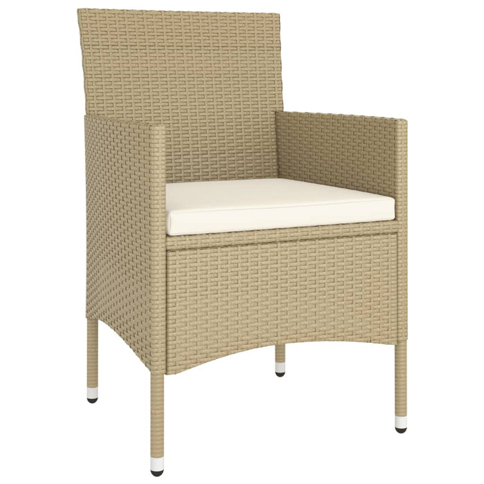 Set Bistrot da Giardino 5 pz Polyrattan e Vetro Temperato Beige 3058390