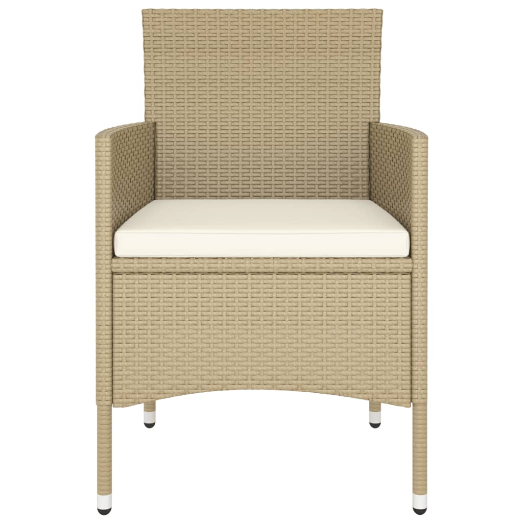 Set Bistrot da Giardino 5 pz Polyrattan e Vetro Temperato Beige 3058390