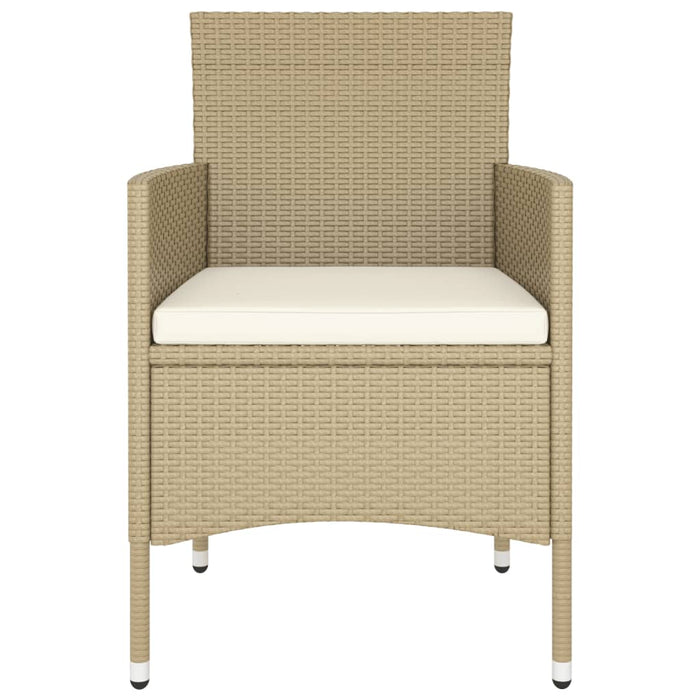 Set Bistrot da Giardino 5 pz Polyrattan e Vetro Temperato Beige 3058390