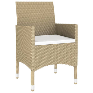 Set da Pranzo Giardino 5 pz Polyrattan e Vetro Temperato Beige