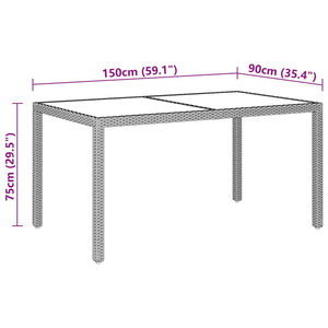 Set da Pranzo Giardino 5 pz Polyrattan e Vetro Temperato Beige