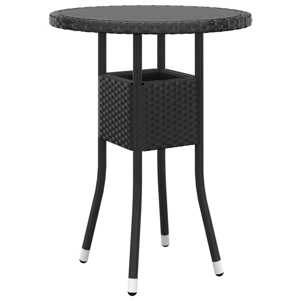 Set da Pranzo per Giardino 3 pz in Polyrattan Nero cod mxl 37930