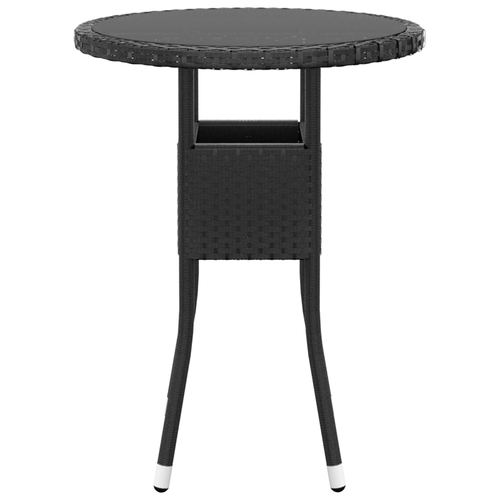 Set da Pranzo per Giardino 3 pz in Polyrattan Nero cod mxl 37930