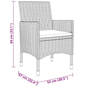 Set da Pranzo per Giardino 3 pz in Polyrattan Nero cod mxl 37930