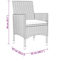 Set da Pranzo per Giardino 3 pz in Polyrattan Grigio cod mxl 37931