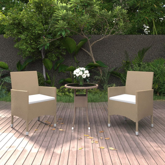 Set Mobili da Pranzo per Giardino 3 pz in Polyrattan Beige cod mxl 41752