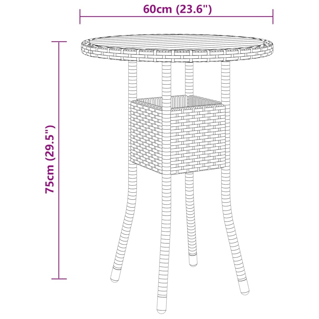 Set da Pranzo per Giardino 3 pz in Polyrattan Grigio 3058465