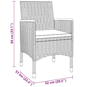 Set da Pranzo per Giardino 3 pz in Polyrattan Grigio 3058465