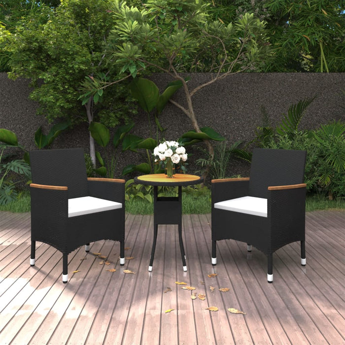 Set da Pranzo per Giardino 3 pz in Polyrattan Nero 3058466