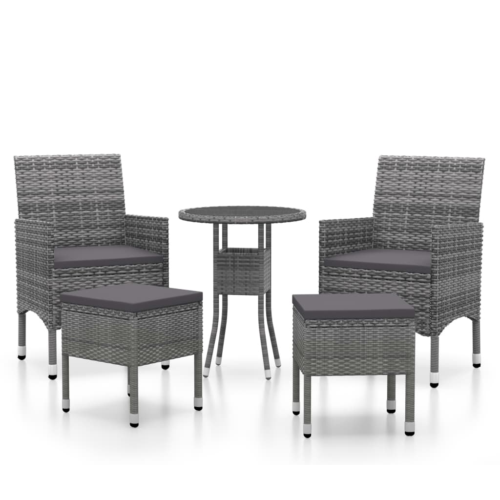 Set Divani da Giardino 5 pz in Polyrattan Grigio cod mxl 71421