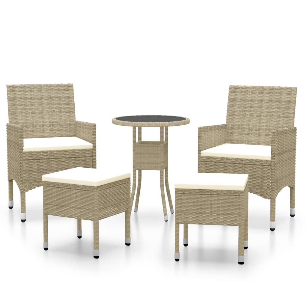 Set Divani da Giardino 5 pz in Polyrattan Beige cod mxl 71422