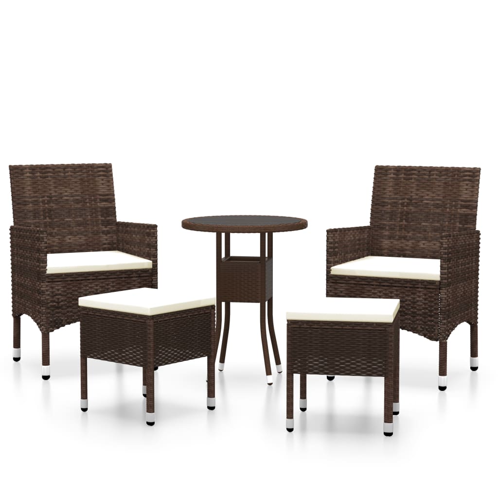 Set Divani da Giardino 5 pz in Polyrattan Marrone cod mxl 71423