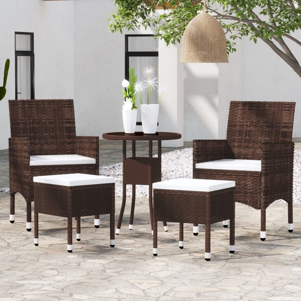 Set Divani da Giardino 5 pz in Polyrattan Marrone cod mxl 71423