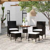 Set Divani da Giardino 5 pz in Polyrattan Nero cod mxl 71413