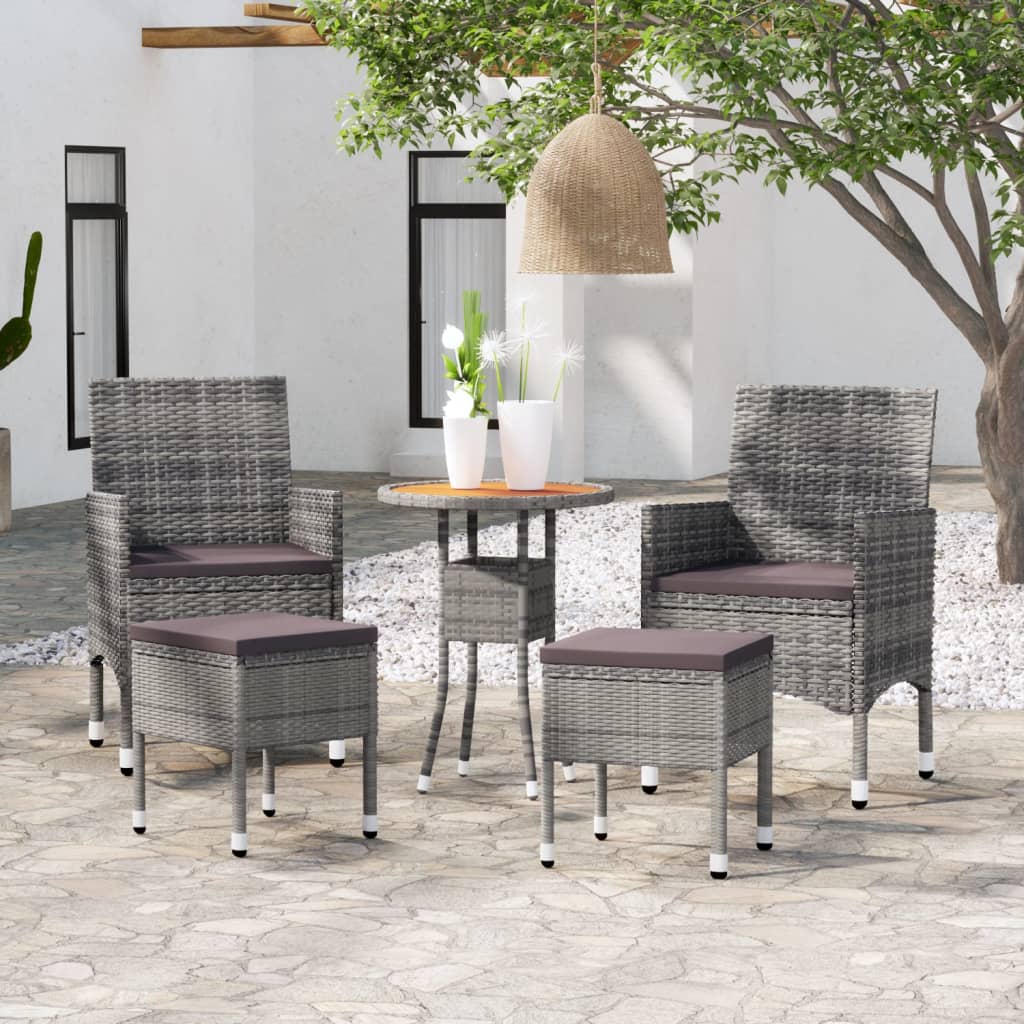 Set Divani da Giardino 5 pz in Polyrattan Grigio 3058473