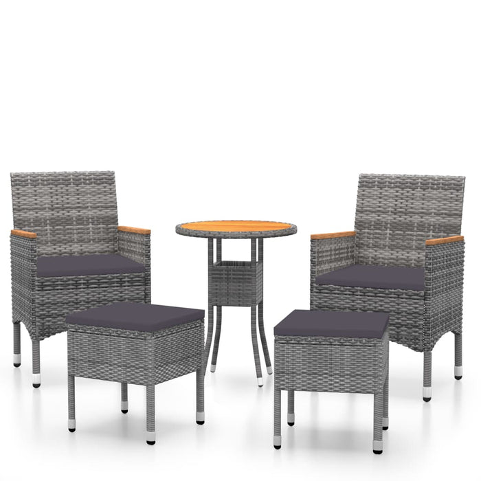 Set Divani da Giardino 5 pz in Polyrattan Grigio cod mxl 71425