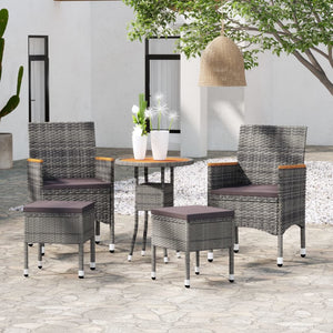 Set Divani da Giardino 5 pz in Polyrattan Grigio cod mxl 71425