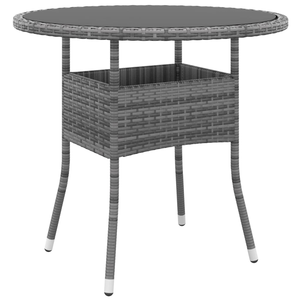 Set da Pranzo per Giardino 3 pz in Polyrattan Grigio cod mxl 37934