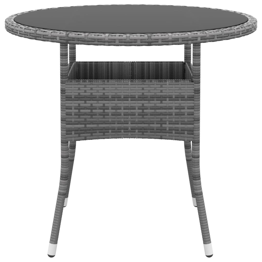 Set da Pranzo per Giardino 3 pz in Polyrattan Grigio cod mxl 37934