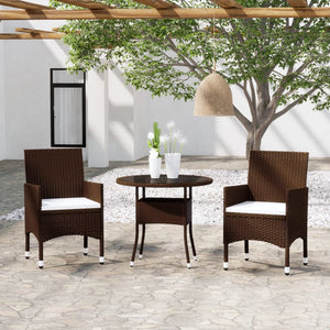 Set da Pranzo per Giardino 3pz in Polyrattan Marrone cod mxl 37939