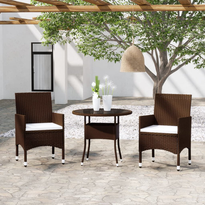 Set da Pranzo per Giardino 3pz in Polyrattan Marrone cod mxl 37939