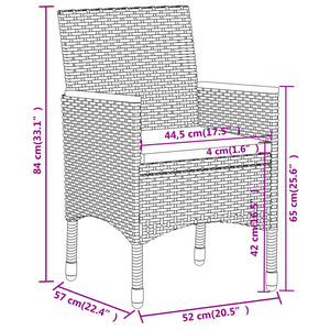 Set da Pranzo per Giardino 3 pz in Polyrattan Nero cod mxl 37935