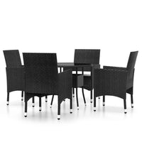 Set da Pranzo per Giardino 5 pz in Polyrattan Nero cod mxl 37942