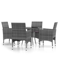 Set da Pranzo per Giardino 5 pz in Polyrattan Grigio cod mxl 34810