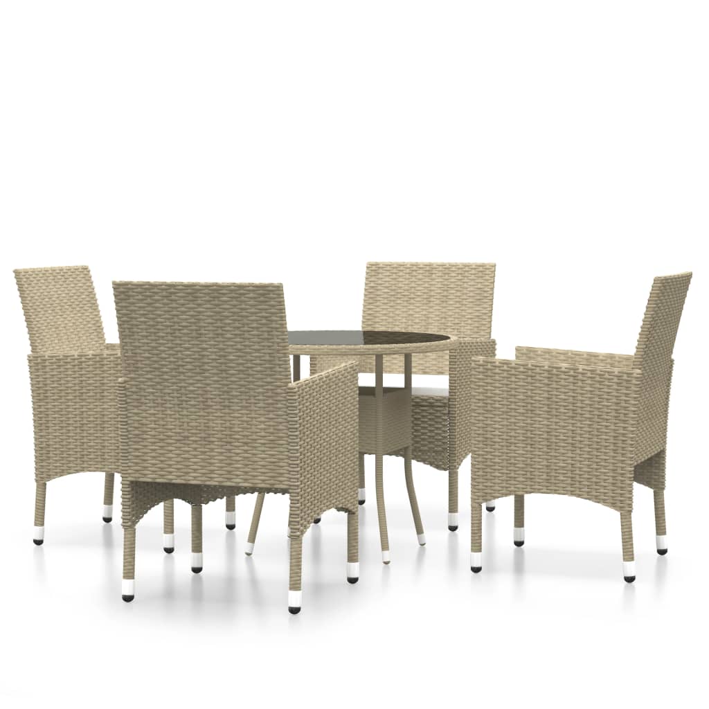 Set Mobili da Pranzo per Giardino 5 pz in Polyrattan Beige 3058490