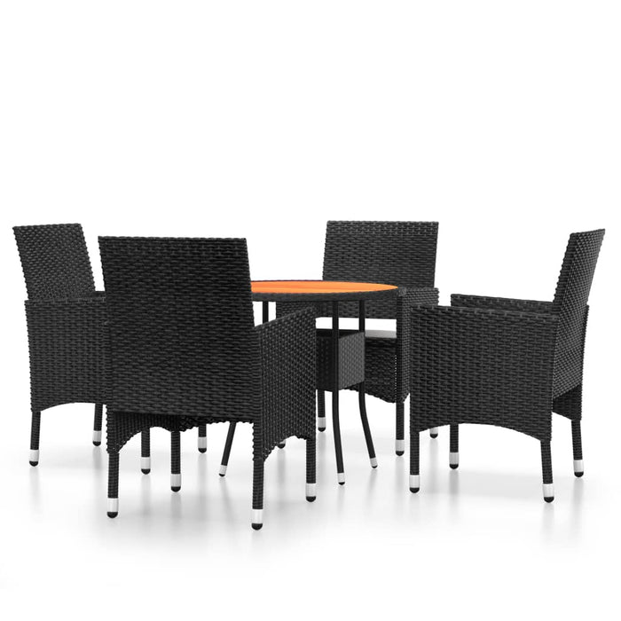 Set da Pranzo per Giardino 5 pz in Polyrattan Nero cod mxl 37943