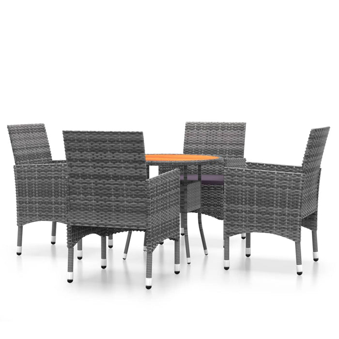 Set da Pranzo per Giardino 5 pz in Polyrattan Grigio cod mxl 31164