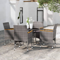 Set da Pranzo per Giardino 5 pz in Polyrattan Grigio cod mxl 37945