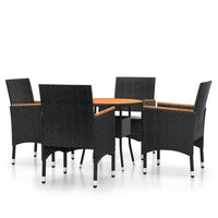 Set da Pranzo per Giardino 5 pz in Polyrattan Nero cod mxl 41757