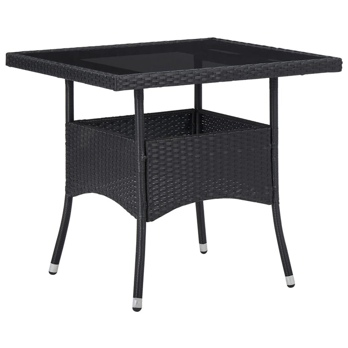 Set Mobili da Pranzo per Giardino 3 pz Polyrattan e Vetro Nero