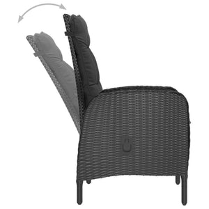 Set Mobili da Pranzo per Giardino 3 pz Polyrattan e Acacia Nero cod mxl 43416