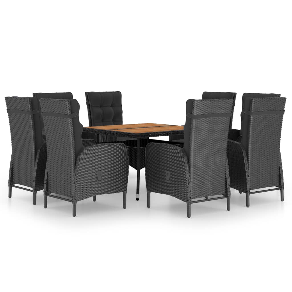 Set da Pranzo da Giardino 9 pz in Polyrattan e Acacia Nero 3058533