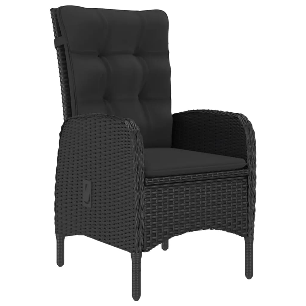 Set da Bistrot per Giardino 3 pz in Polyrattan e Acacia Nero cod mxl 42722