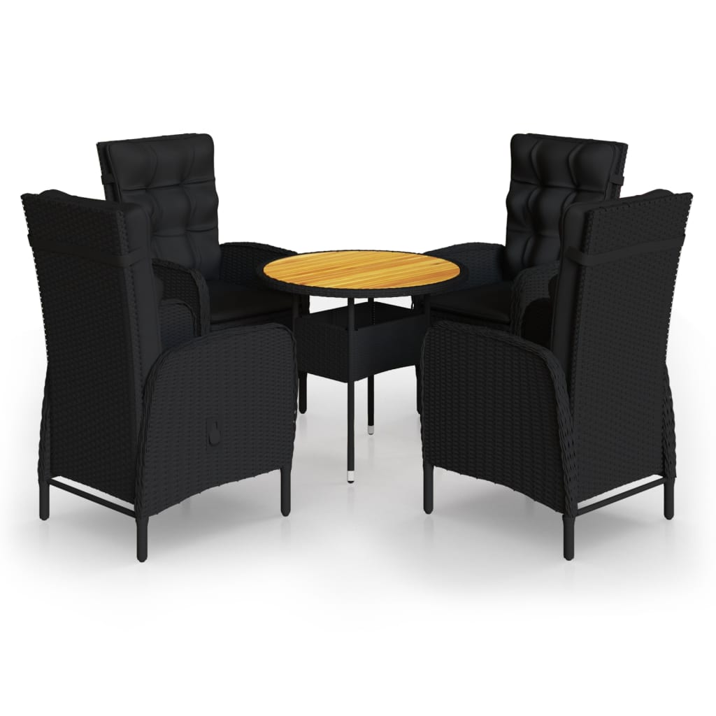 Set da Bistrot per Giardino 5 pz in Polyrattan Nero