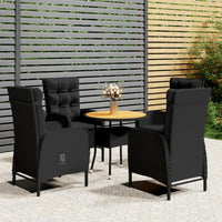 Set da Bistrot per Giardino 5 pz in Polyrattan Nero cod mxl 43015