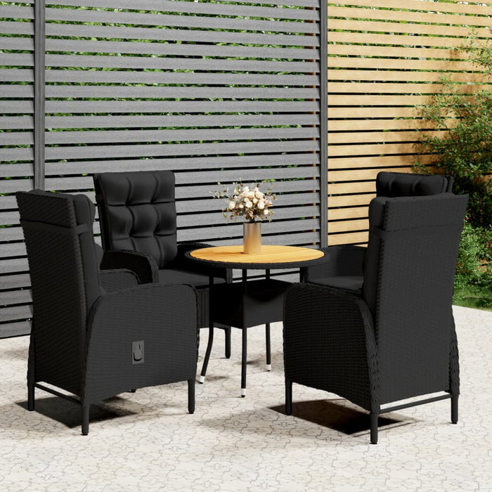 Set da Bistrot per Giardino 5 pz in Polyrattan Nero