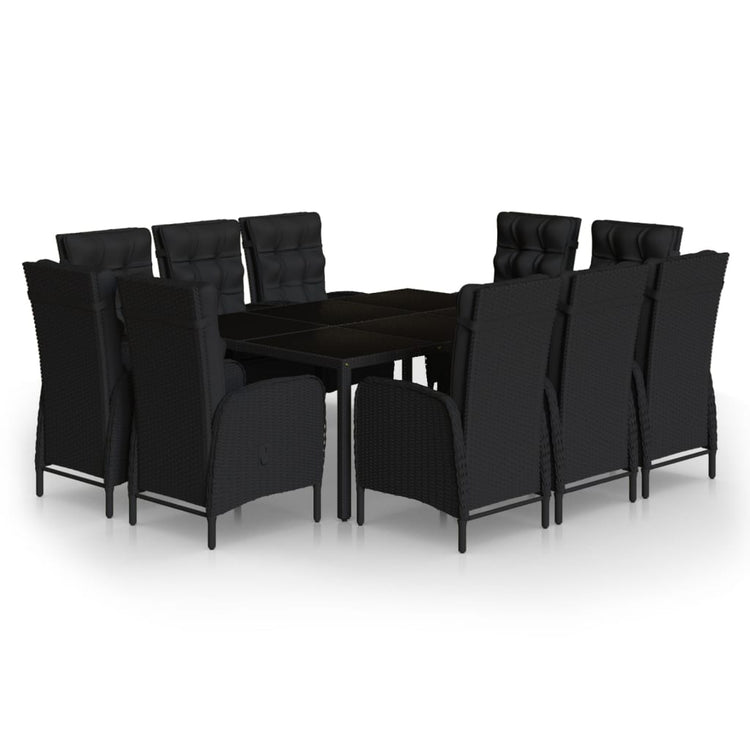 Set da Pranzo per Giardino 11 pz Polyrattan Nero cod mxl 44991