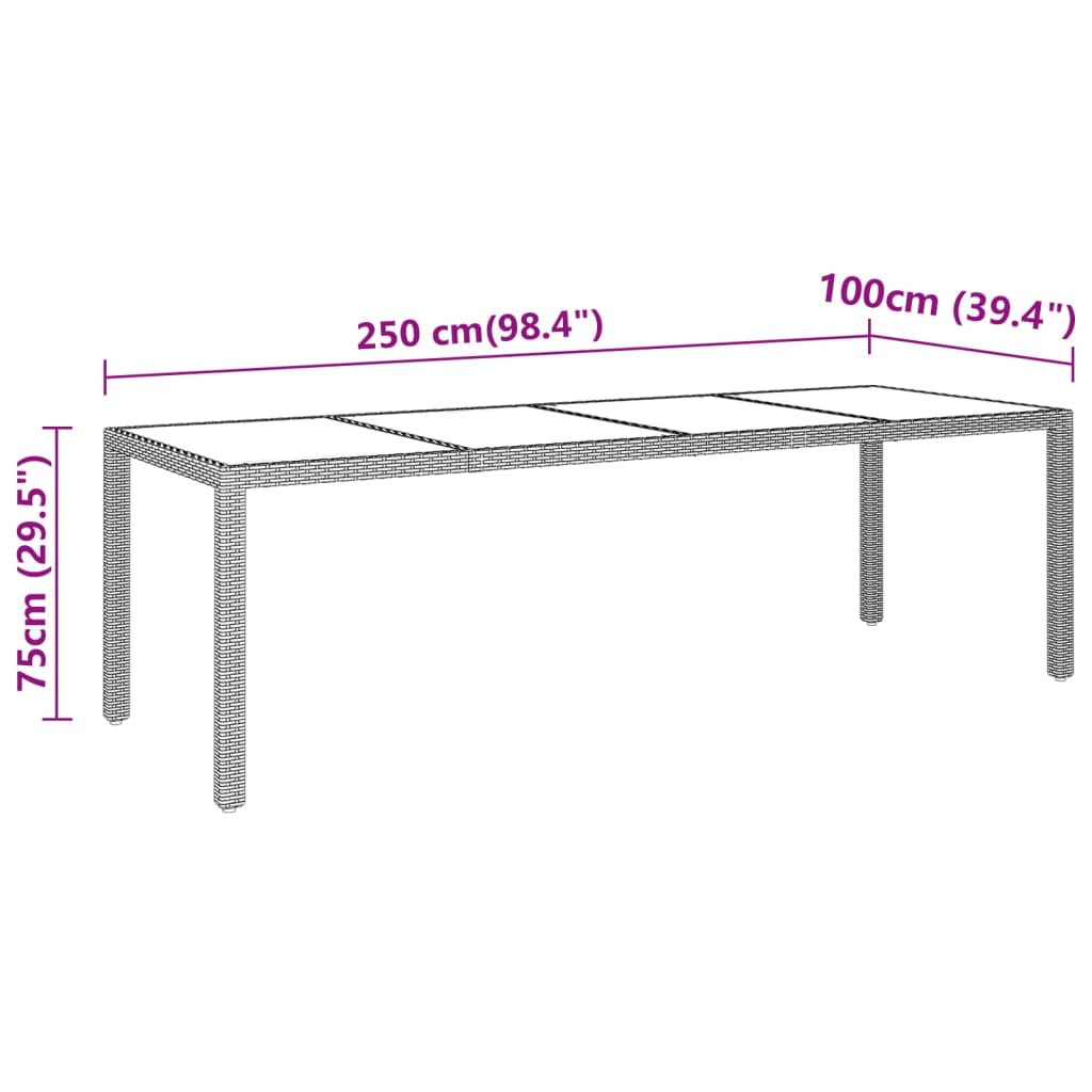 Set da Pranzo per Giardino 11 pz in Polyrattan Nero cod mxl 43030